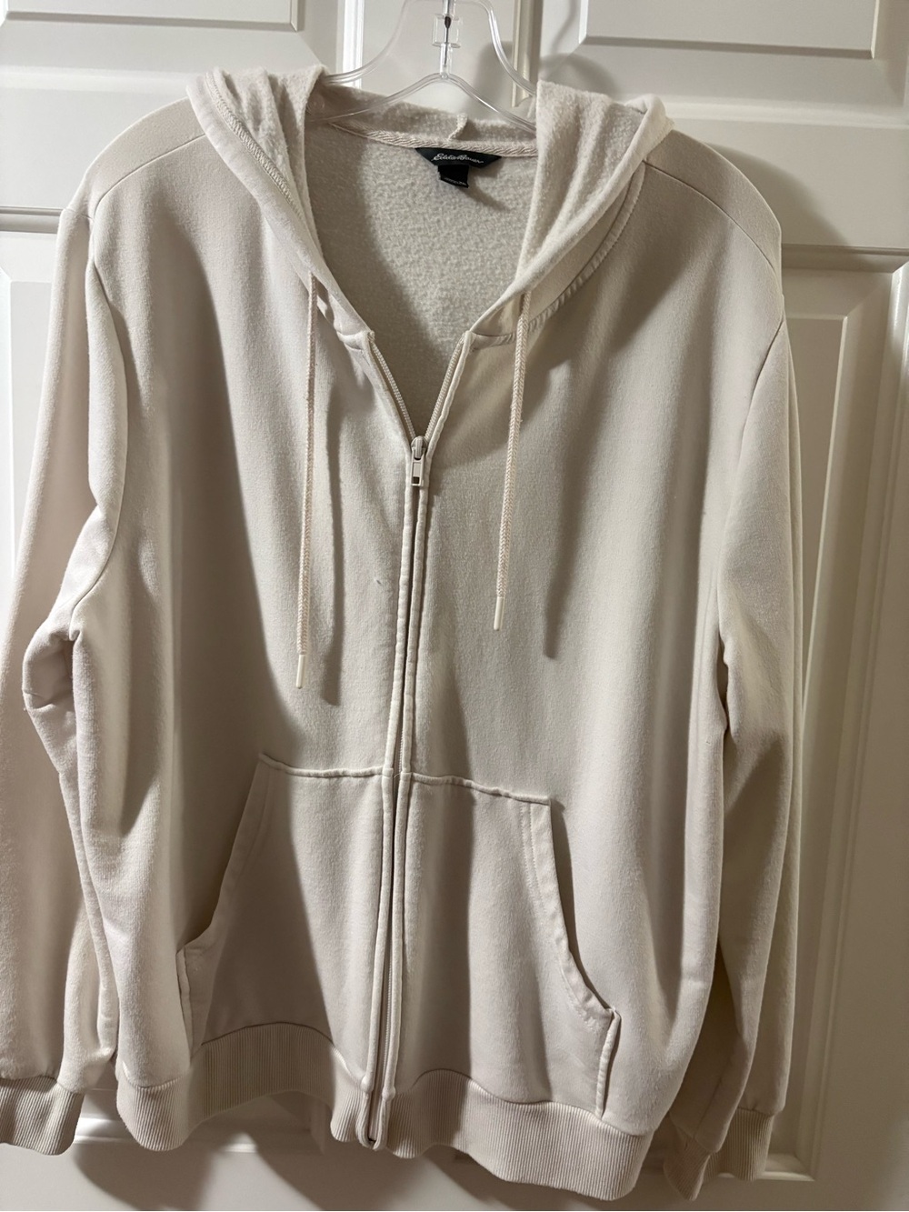 Eddie Bauer Cream Full-Zip Hooded Sweatshirt